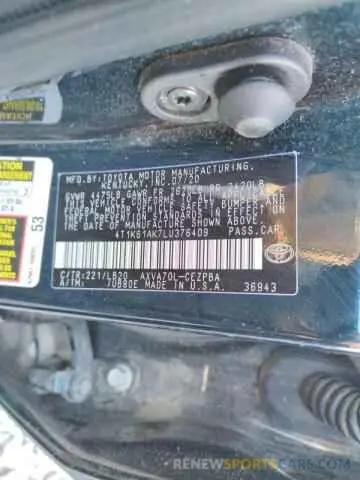 10 fotografías del automóvil dañado 4T1K61AK7LU376409 TOYOTA CAMRY 2020