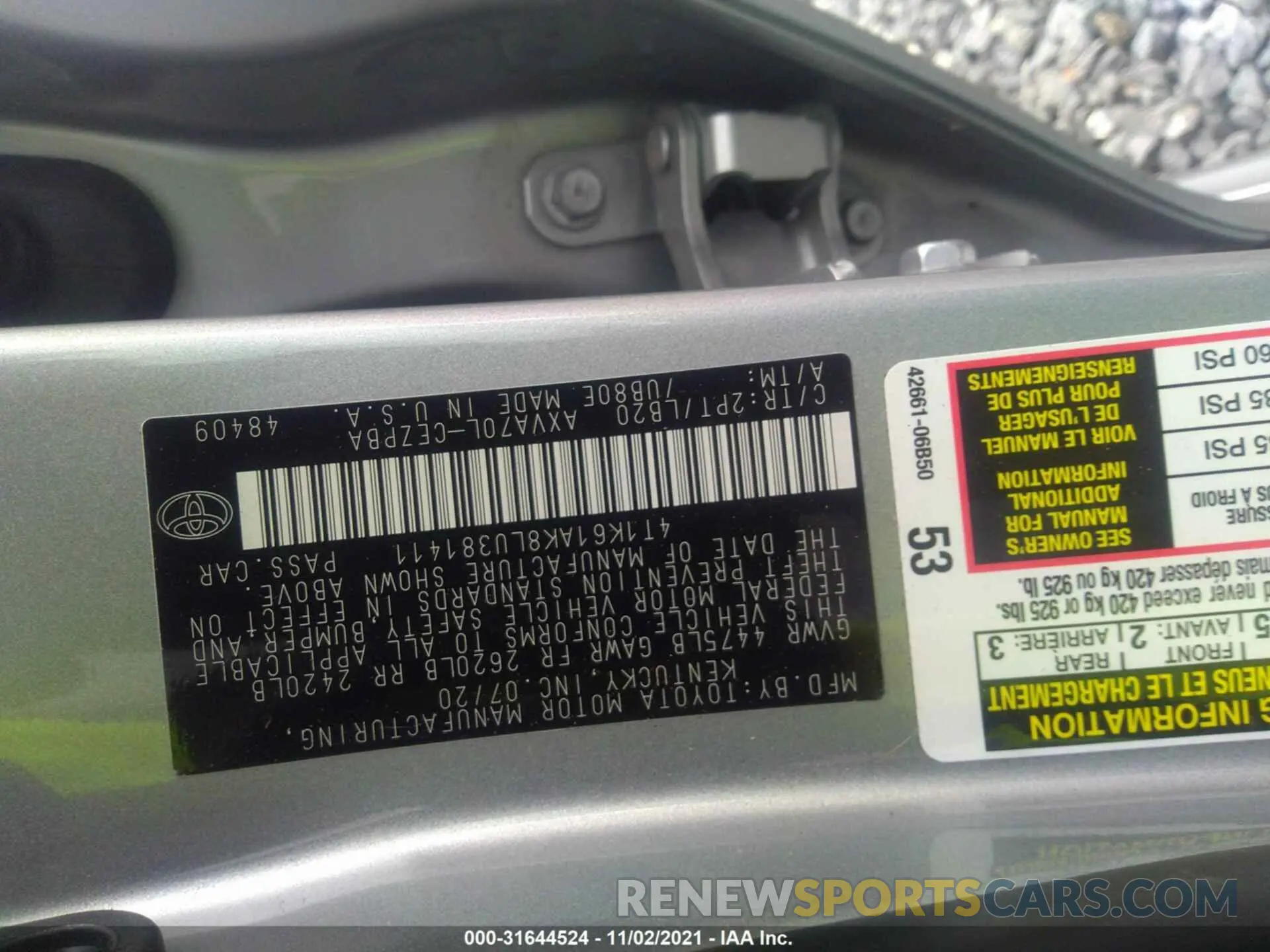 9 fotografías del automóvil dañado 4T1K61AK8LU381411 TOYOTA CAMRY 2020