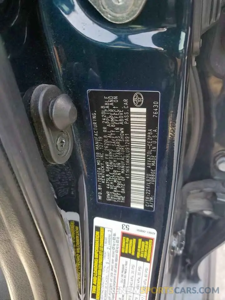 12 fotografías del automóvil dañado 4T1K61AK9LU912891 TOYOTA CAMRY 2020