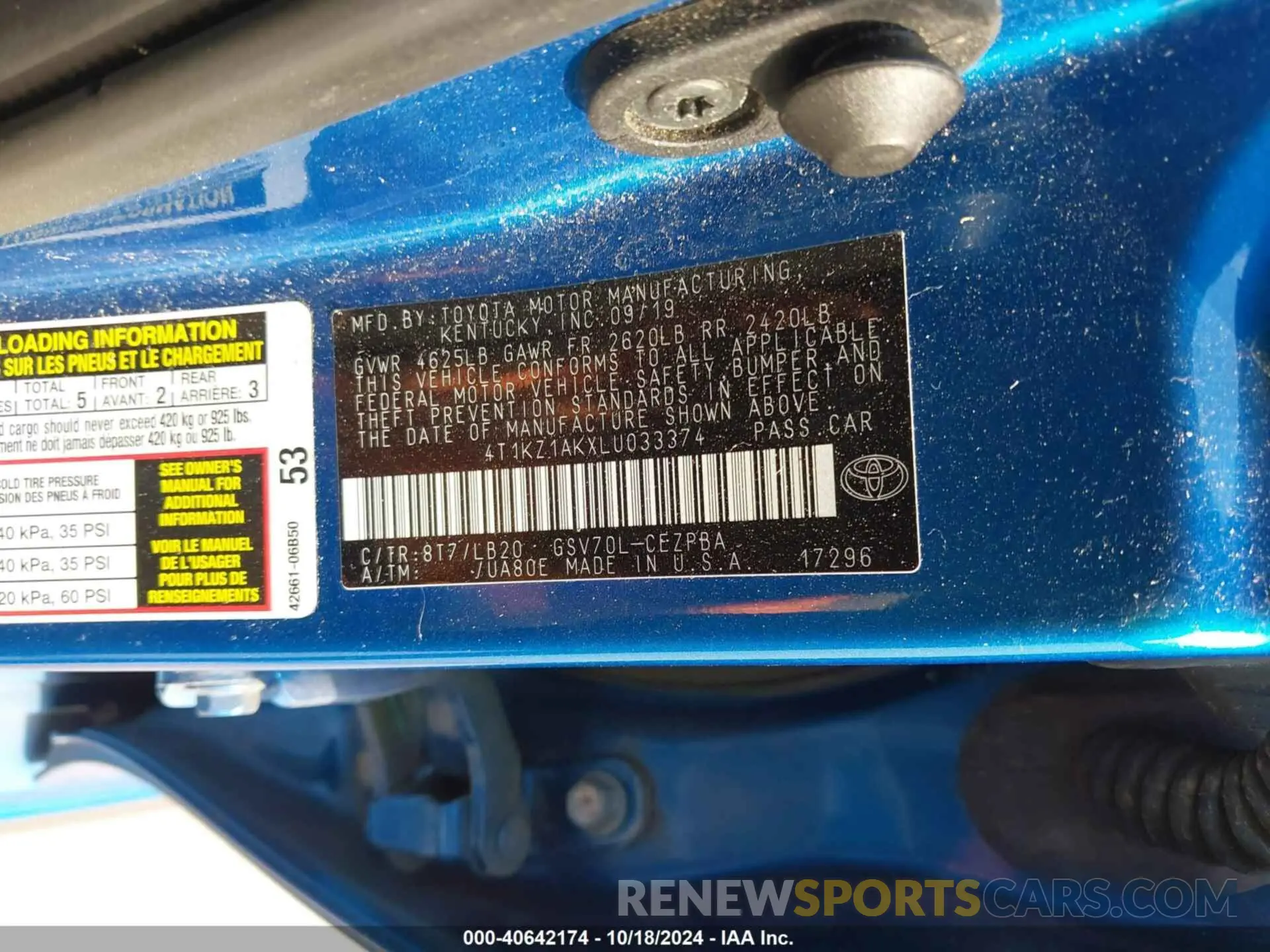 9 fotografías del automóvil dañado 4T1KZ1AKXLU033374 TOYOTA CAMRY 2020