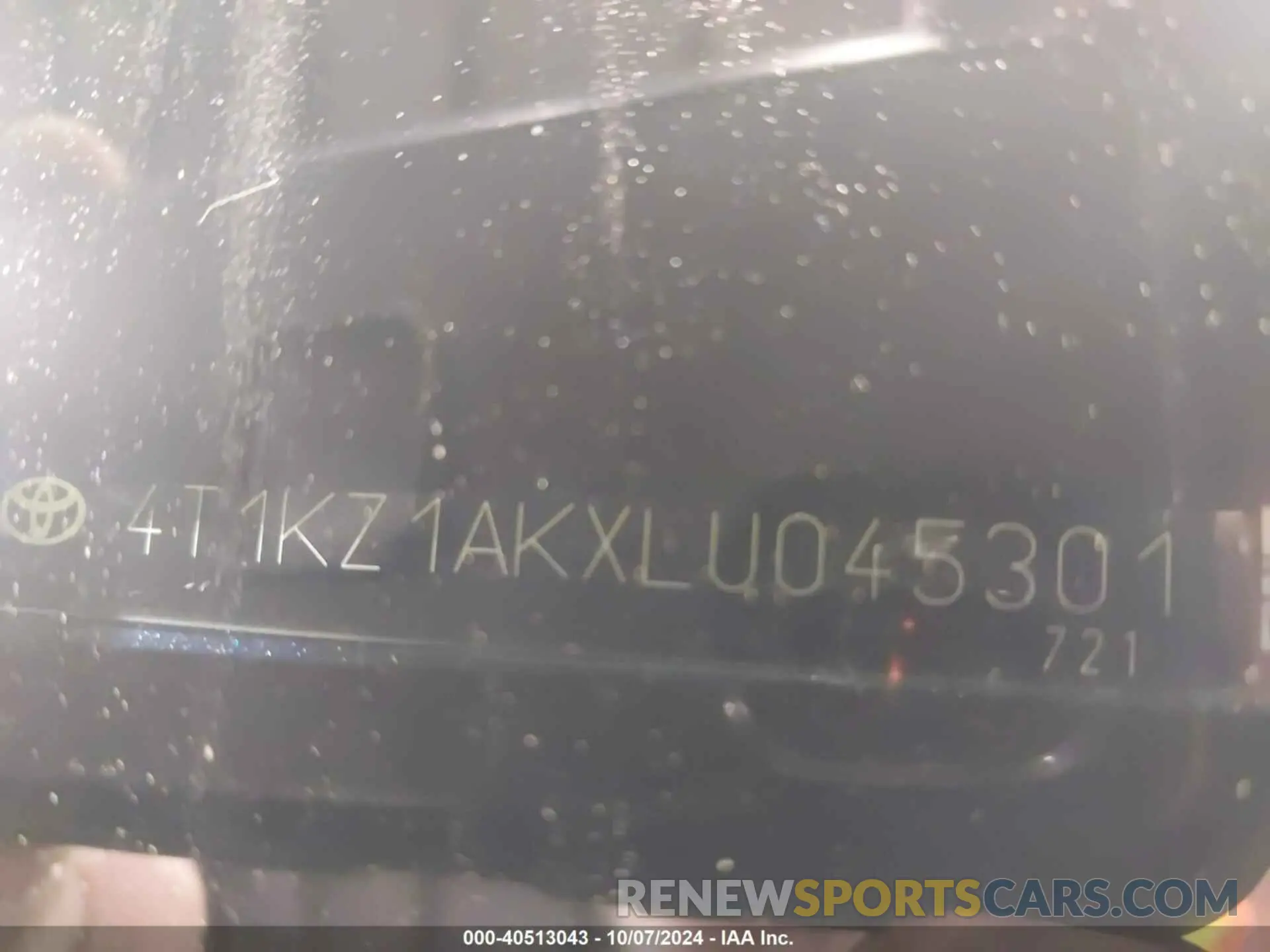 9 fotografías del automóvil dañado 4T1KZ1AKXLU045301 TOYOTA CAMRY 2020