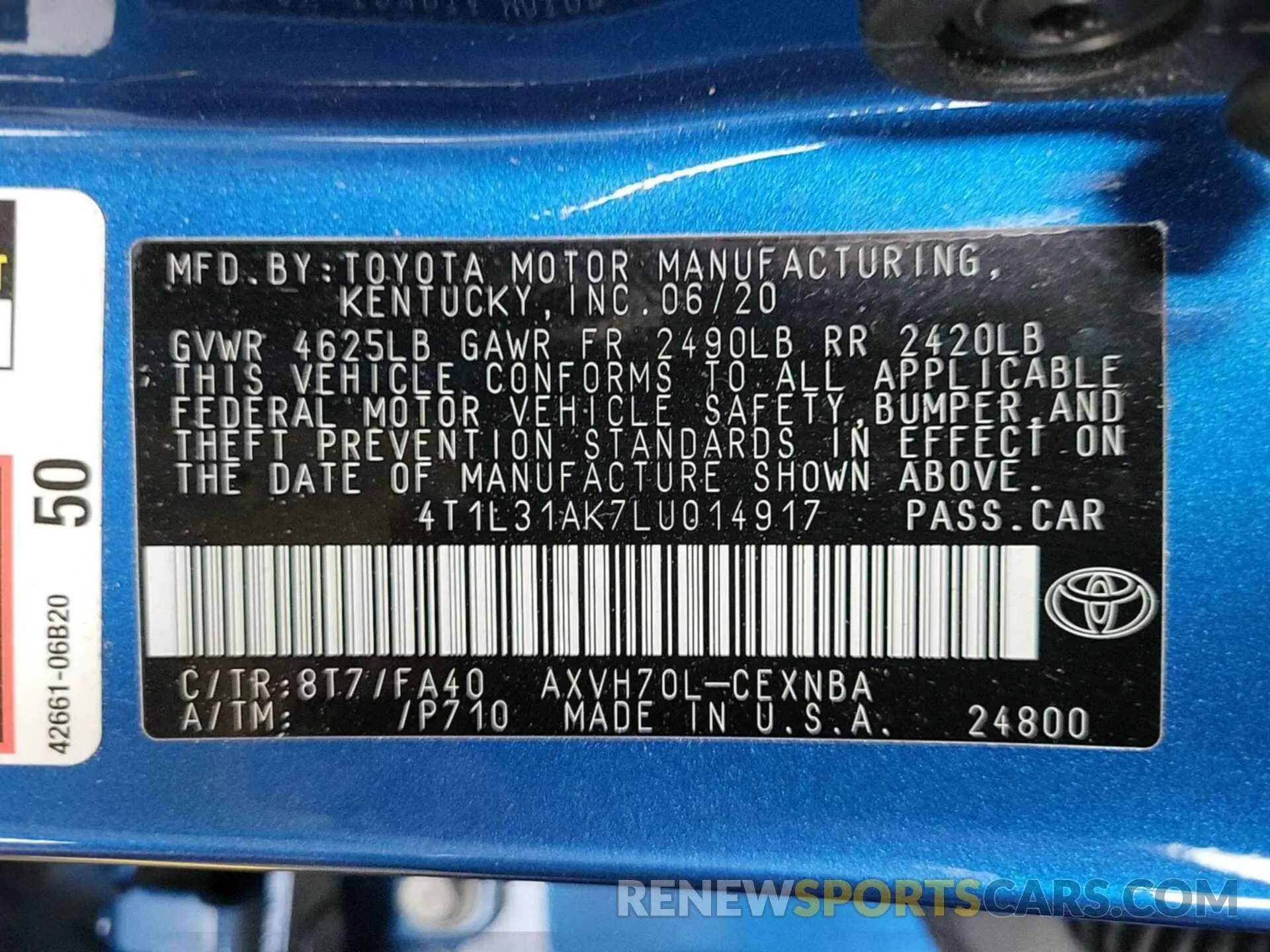 12 fotografías del automóvil dañado 4T1L31AK7LU014917 TOYOTA CAMRY 2020