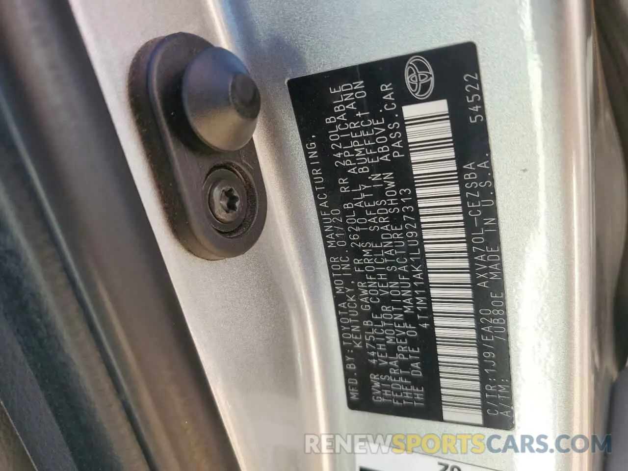 12 fotografías del automóvil dañado 4T1M11AK1LU927313 TOYOTA CAMRY 2020