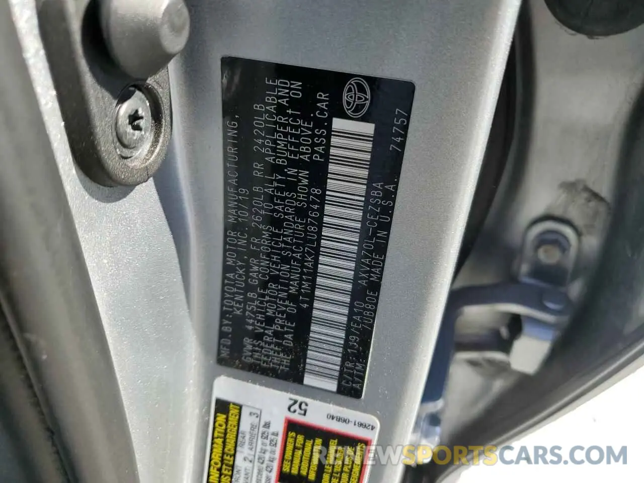 13 fotografías del automóvil dañado 4T1M11AK7LU876478 TOYOTA CAMRY 2020