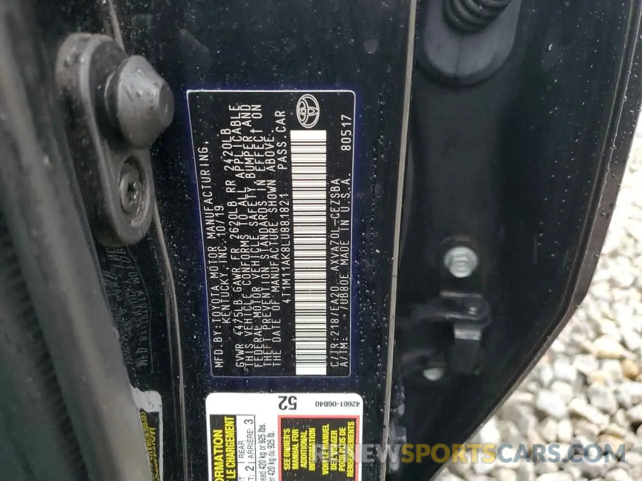 12 fotografías del automóvil dañado 4T1M11AK8LU881821 TOYOTA CAMRY 2020