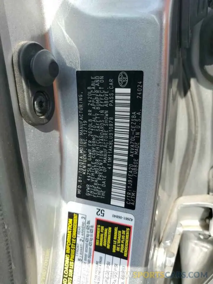 14 fotografías del automóvil dañado 4T1M11AK8LU910878 TOYOTA CAMRY 2020