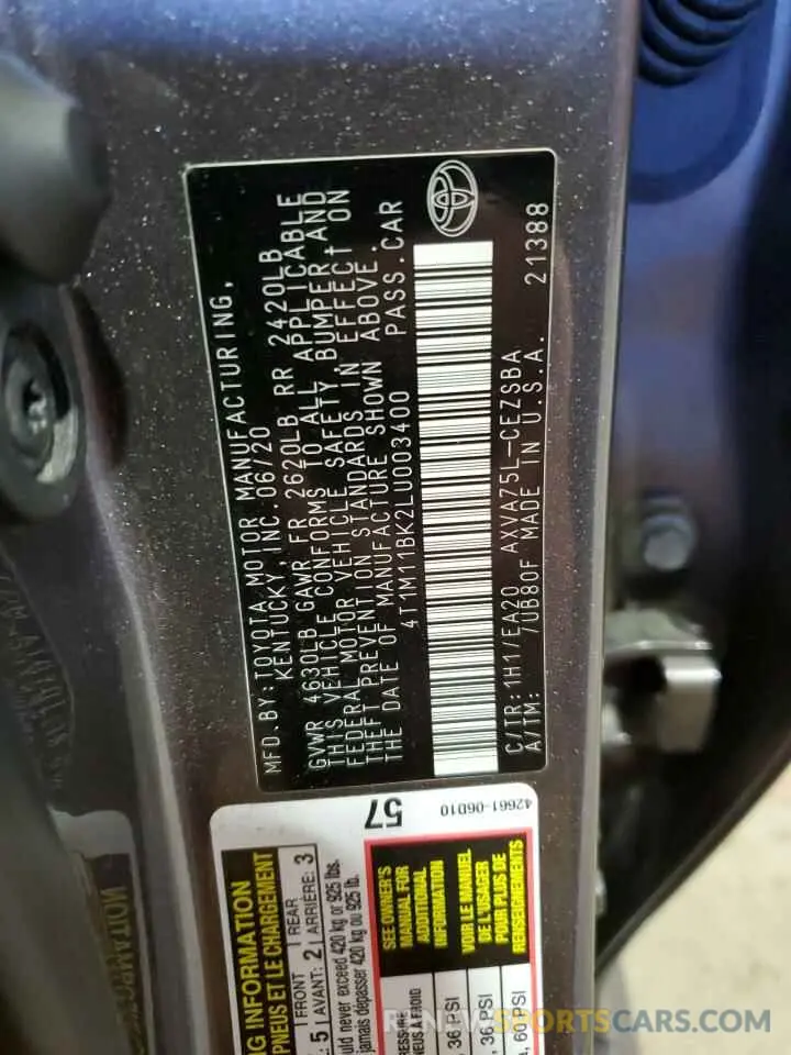 12 fotografías del automóvil dañado 4T1M11BK2LU003400 TOYOTA CAMRY 2020
