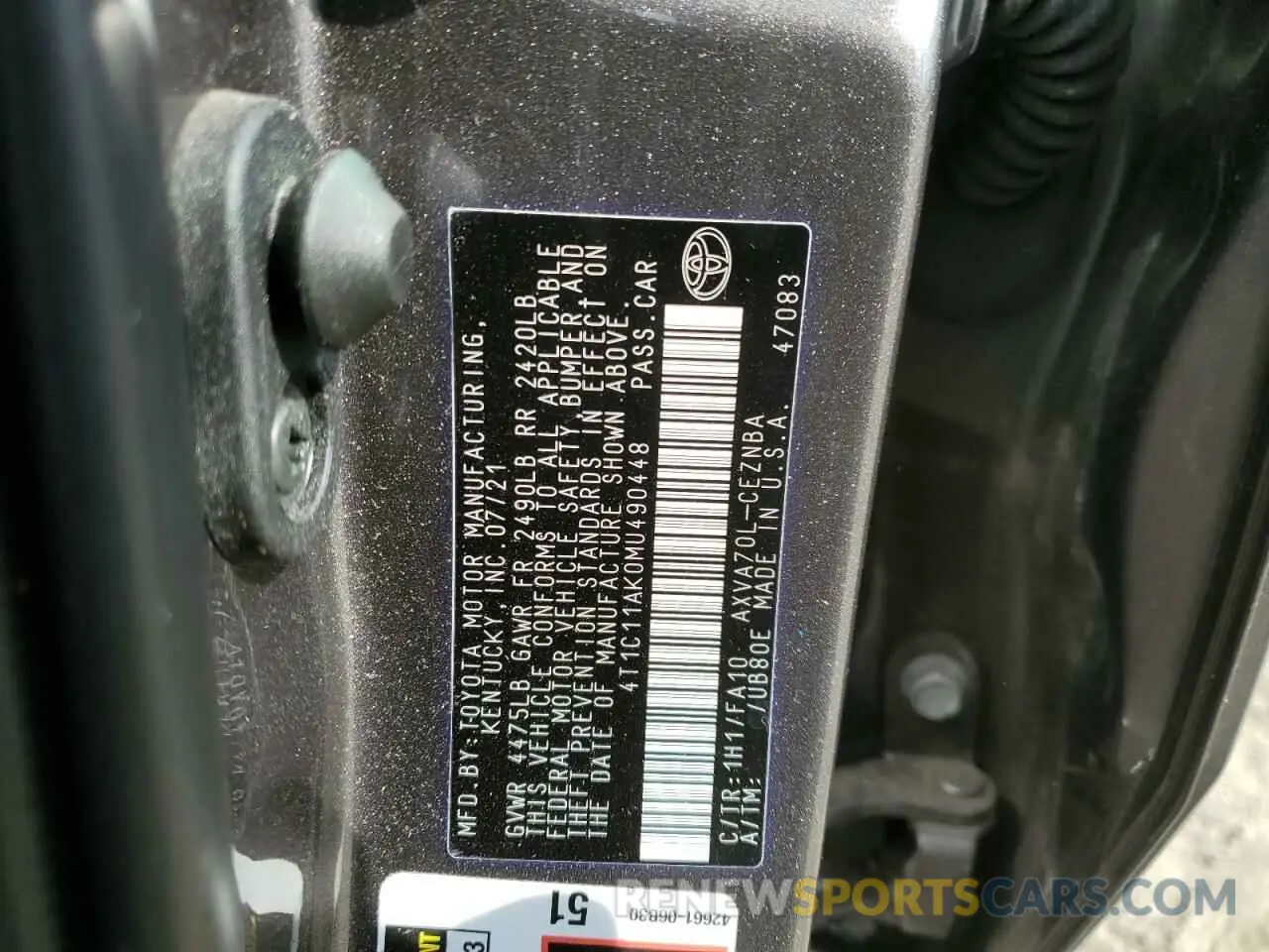 13 fotografías del automóvil dañado 4T1C11AK0MU490448 TOYOTA CAMRY 2021
