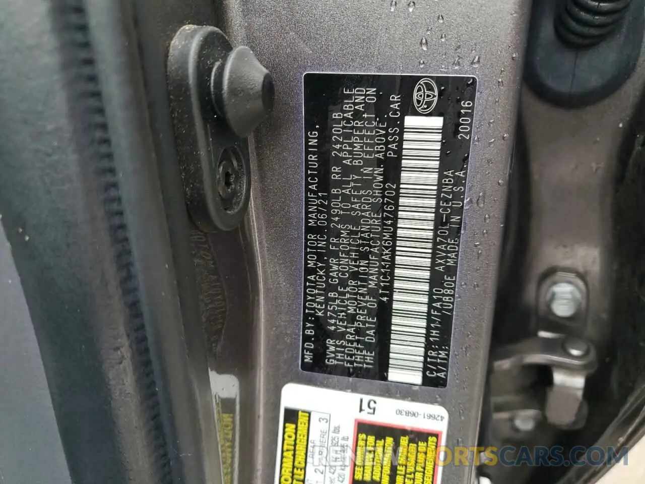 13 fotografías del automóvil dañado 4T1C11AK6MU476702 TOYOTA CAMRY 2021