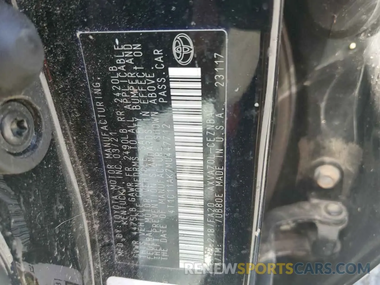 12 fotografías del automóvil dañado 4T1C11AK7MU447712 TOYOTA CAMRY 2021