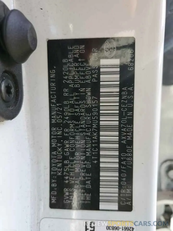 13 fotografías del automóvil dañado 4T1C11AK7MU590157 TOYOTA CAMRY 2021