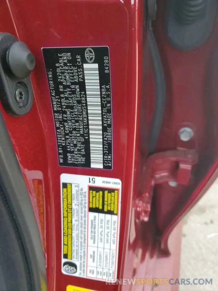 12 fotografías del automóvil dañado 4T1C11AK8MU548824 TOYOTA CAMRY 2021