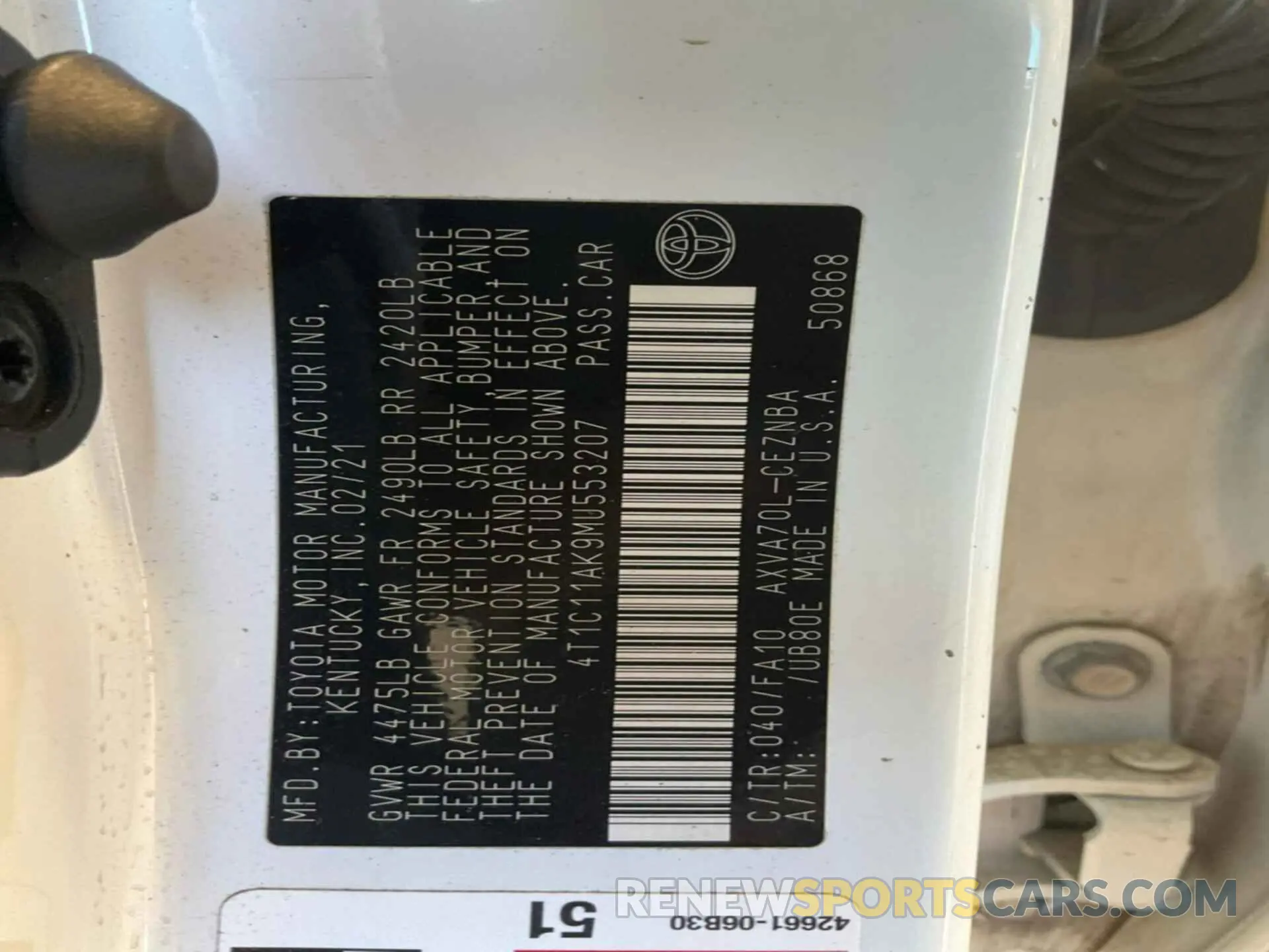 10 fotografías del automóvil dañado 4T1C11AK9MU553207 TOYOTA CAMRY 2021