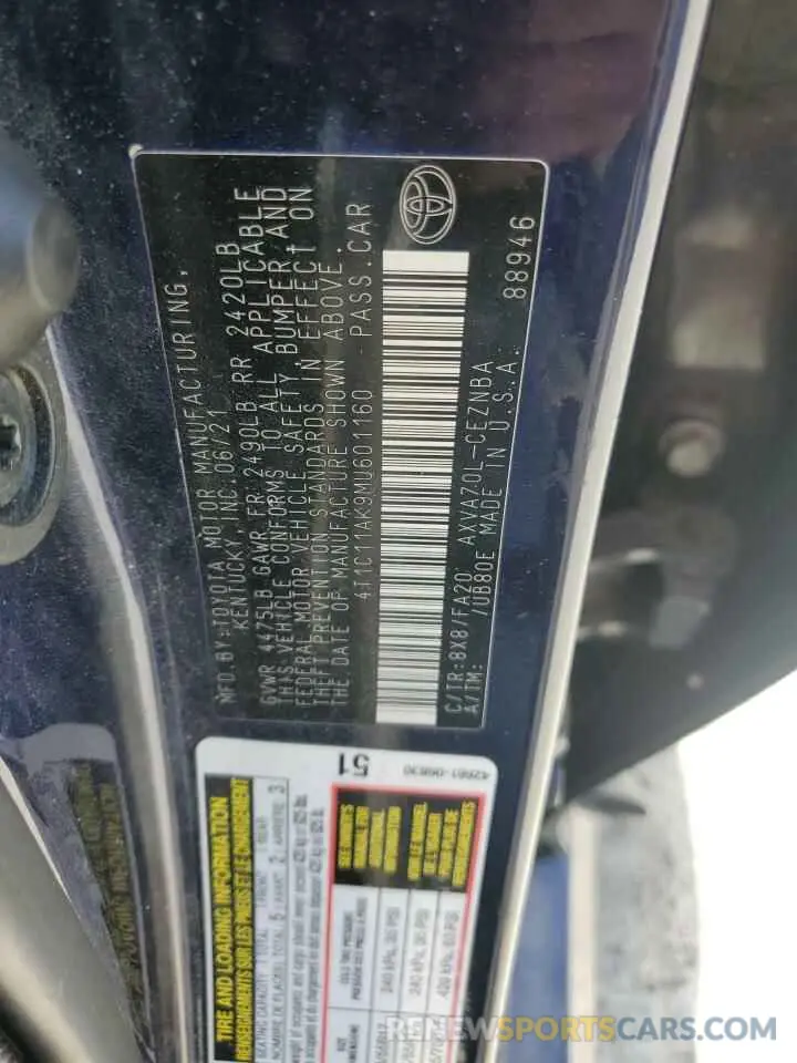 14 fotografías del automóvil dañado 4T1C11AK9MU601160 TOYOTA CAMRY 2021