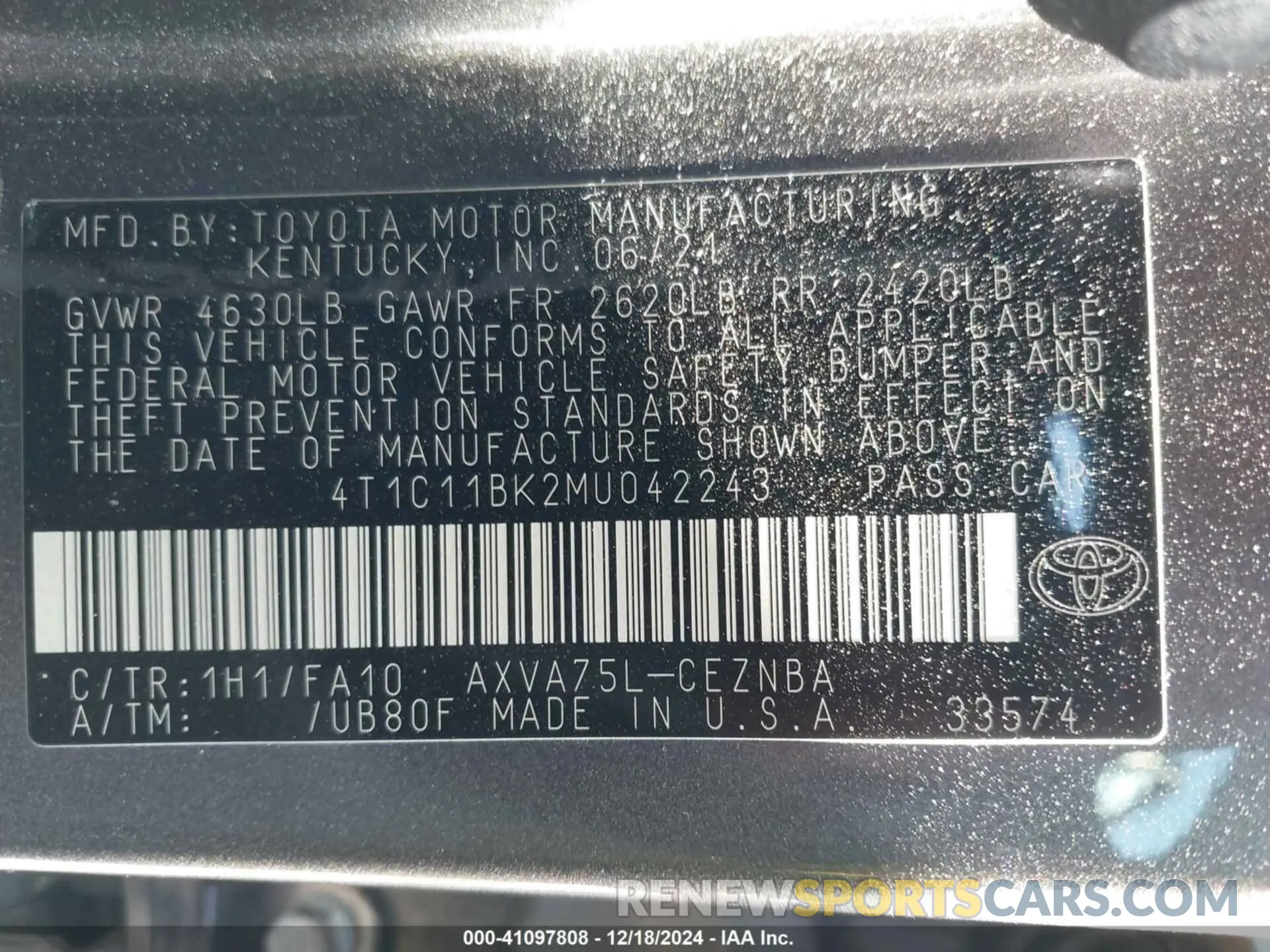 9 fotografías del automóvil dañado 4T1C11BK2MU042243 TOYOTA CAMRY 2021