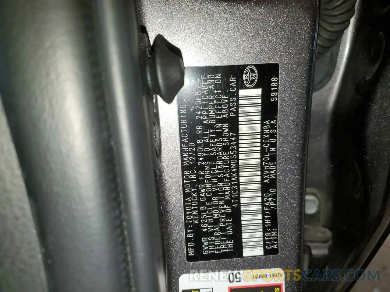 12 fotografías del automóvil dañado 4T1C31AK4MU553447 TOYOTA CAMRY 2021