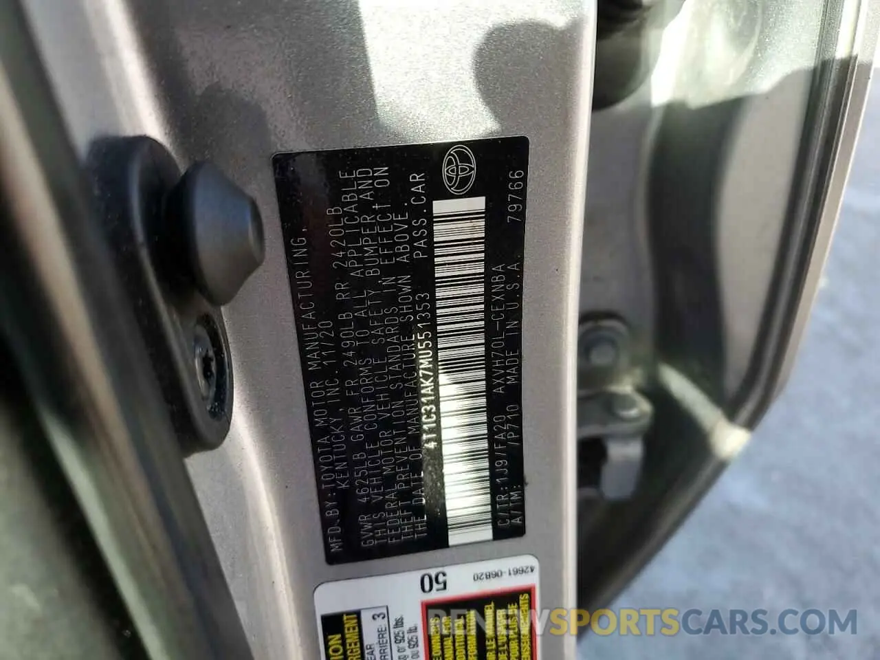 12 fotografías del automóvil dañado 4T1C31AK7MU551353 TOYOTA CAMRY 2021