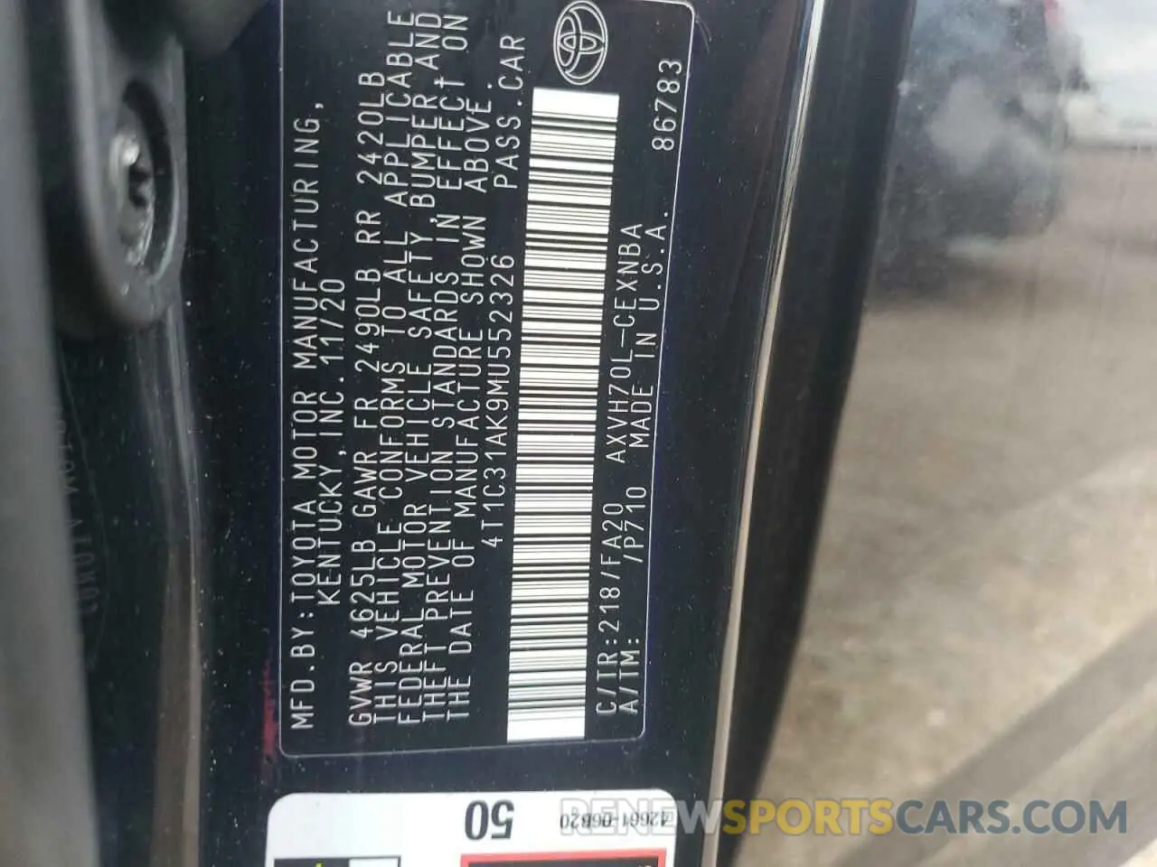 13 fotografías del automóvil dañado 4T1C31AK9MU552326 TOYOTA CAMRY 2021