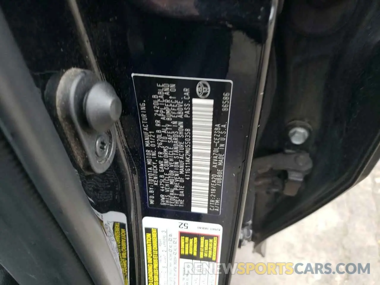 13 fotografías del automóvil dañado 4T1G11AK2MU550358 TOYOTA CAMRY 2021