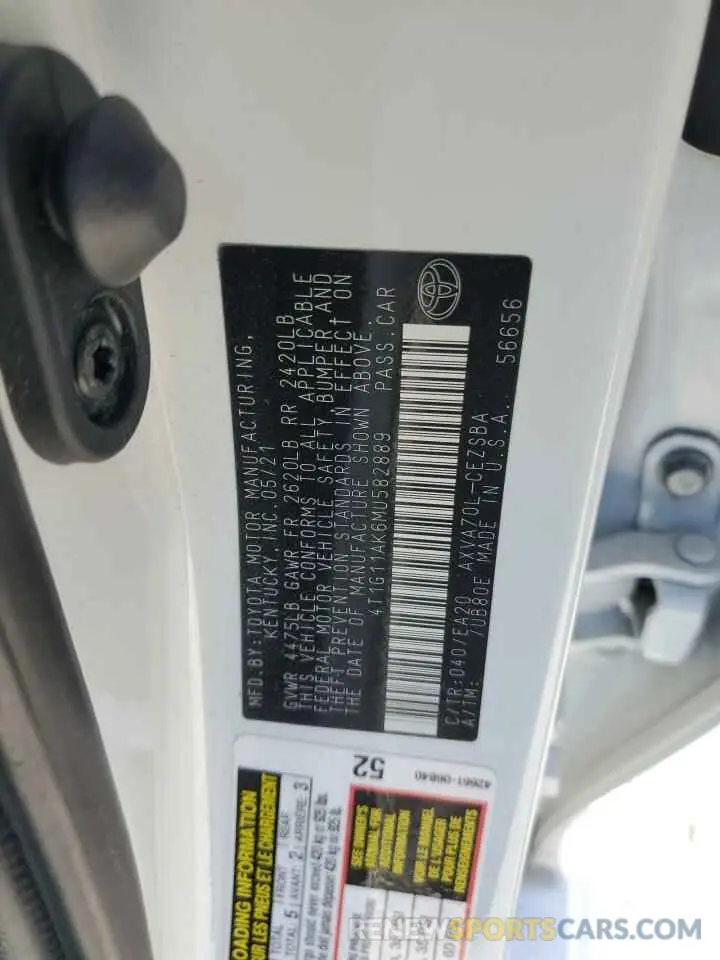 12 fotografías del automóvil dañado 4T1G11AK6MU582889 TOYOTA CAMRY 2021