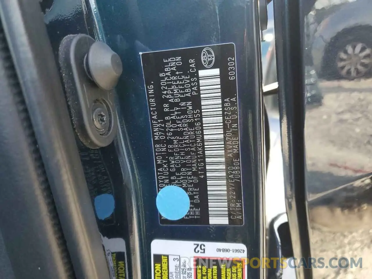 13 fotografías del automóvil dañado 4T1G11AK6MU606155 TOYOTA CAMRY 2021