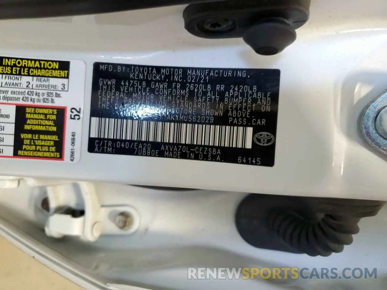 12 fotografías del automóvil dañado 4T1G11AKXMU562029 TOYOTA CAMRY 2021
