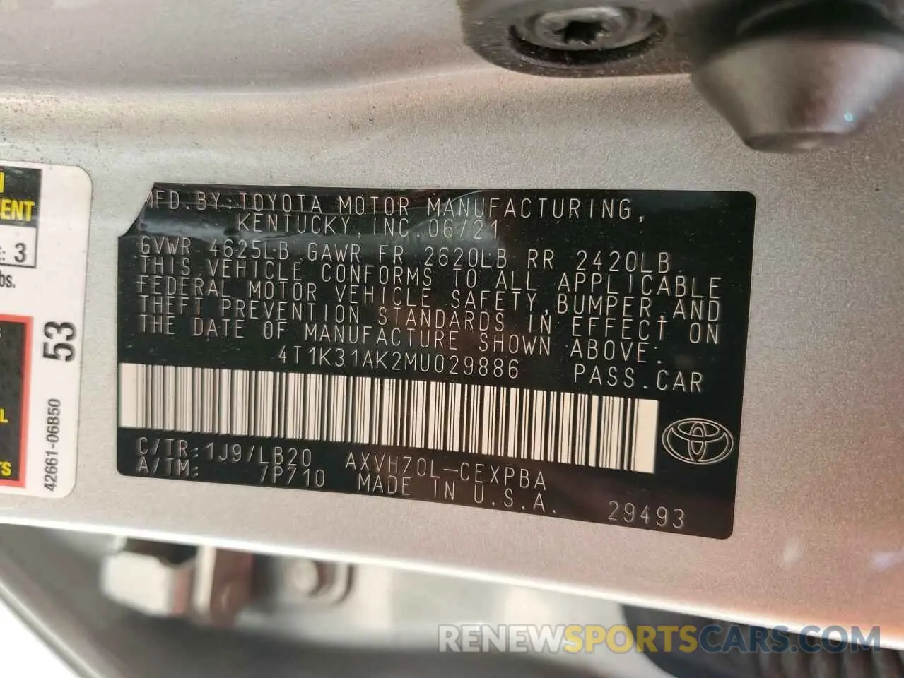 12 fotografías del automóvil dañado 4T1K31AK2MU029886 TOYOTA CAMRY 2021