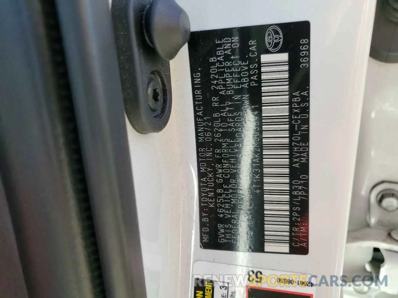12 fotografías del automóvil dañado 4T1K31AK2MU030441 TOYOTA CAMRY 2021