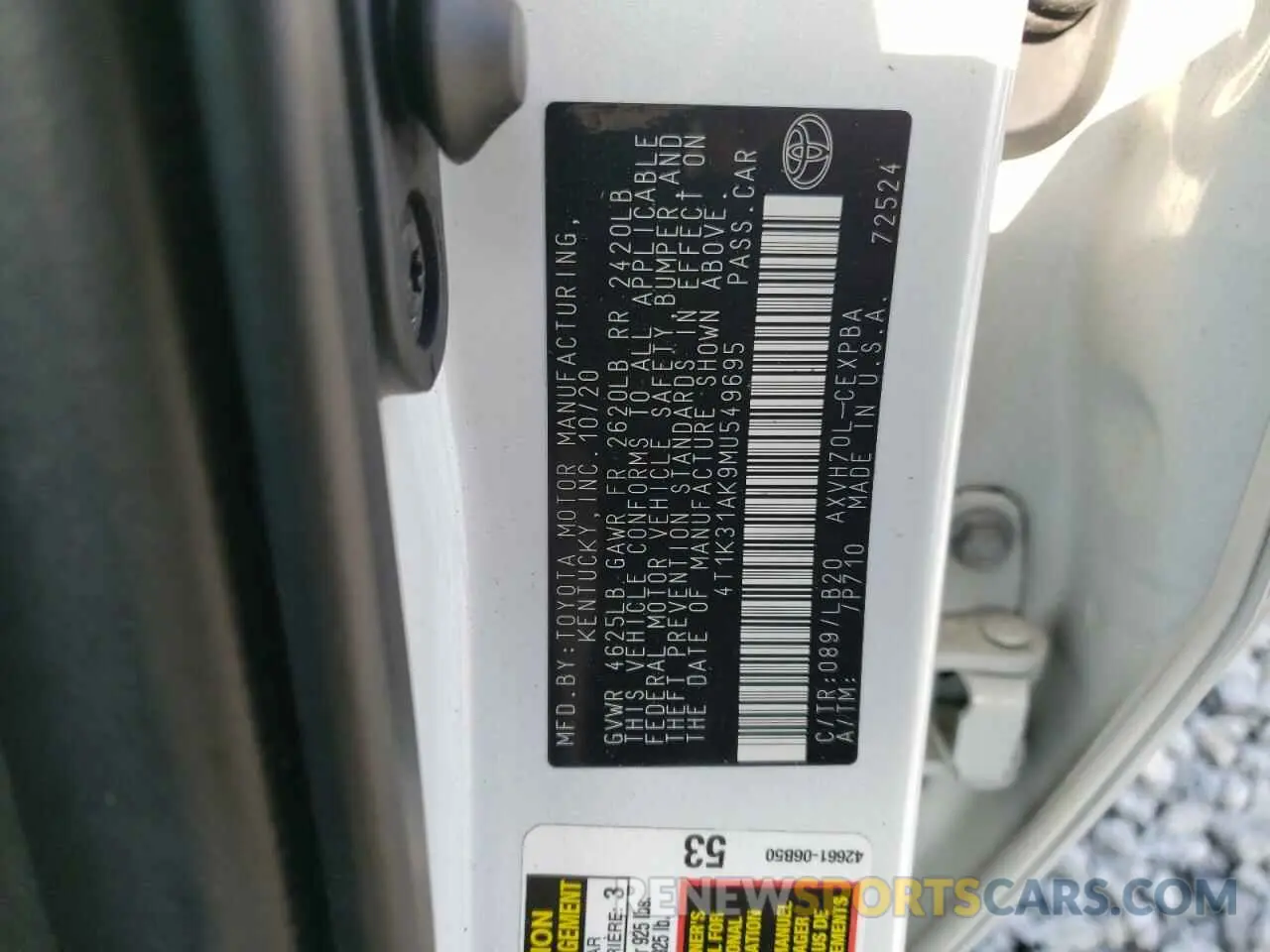 12 fotografías del automóvil dañado 4T1K31AK9MU549695 TOYOTA CAMRY 2021