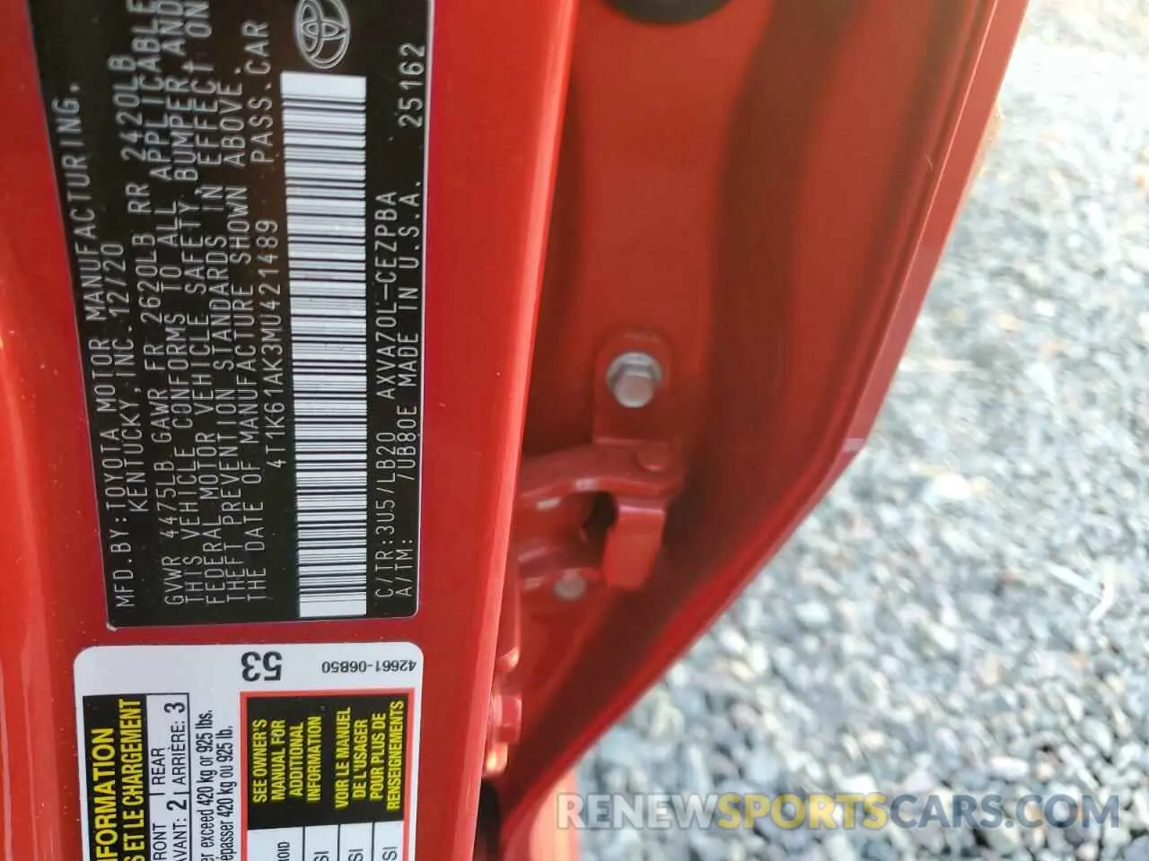 13 fotografías del automóvil dañado 4T1K61AK3MU421489 TOYOTA CAMRY 2021