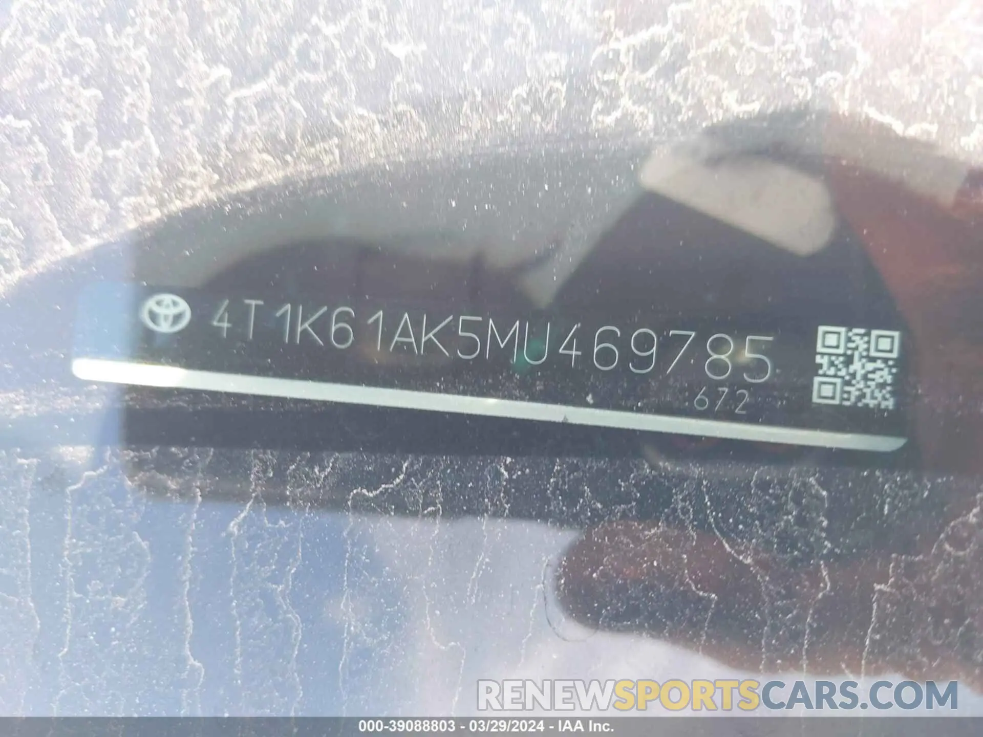 9 fotografías del automóvil dañado 4T1K61AK5MU469785 TOYOTA CAMRY 2021
