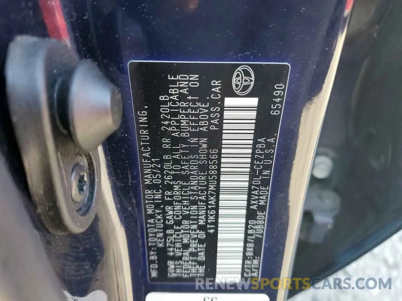 13 fotografías del automóvil dañado 4T1K61AK7MU588566 TOYOTA CAMRY 2021
