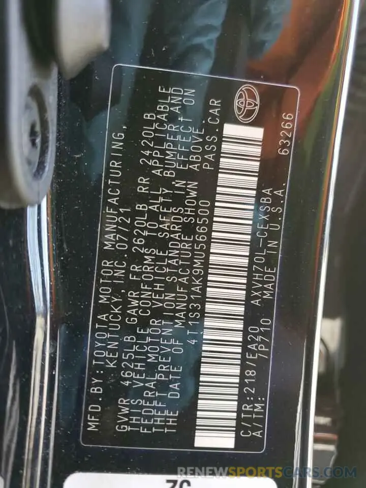 13 fotografías del automóvil dañado 4T1S31AK9MU566500 TOYOTA CAMRY 2021