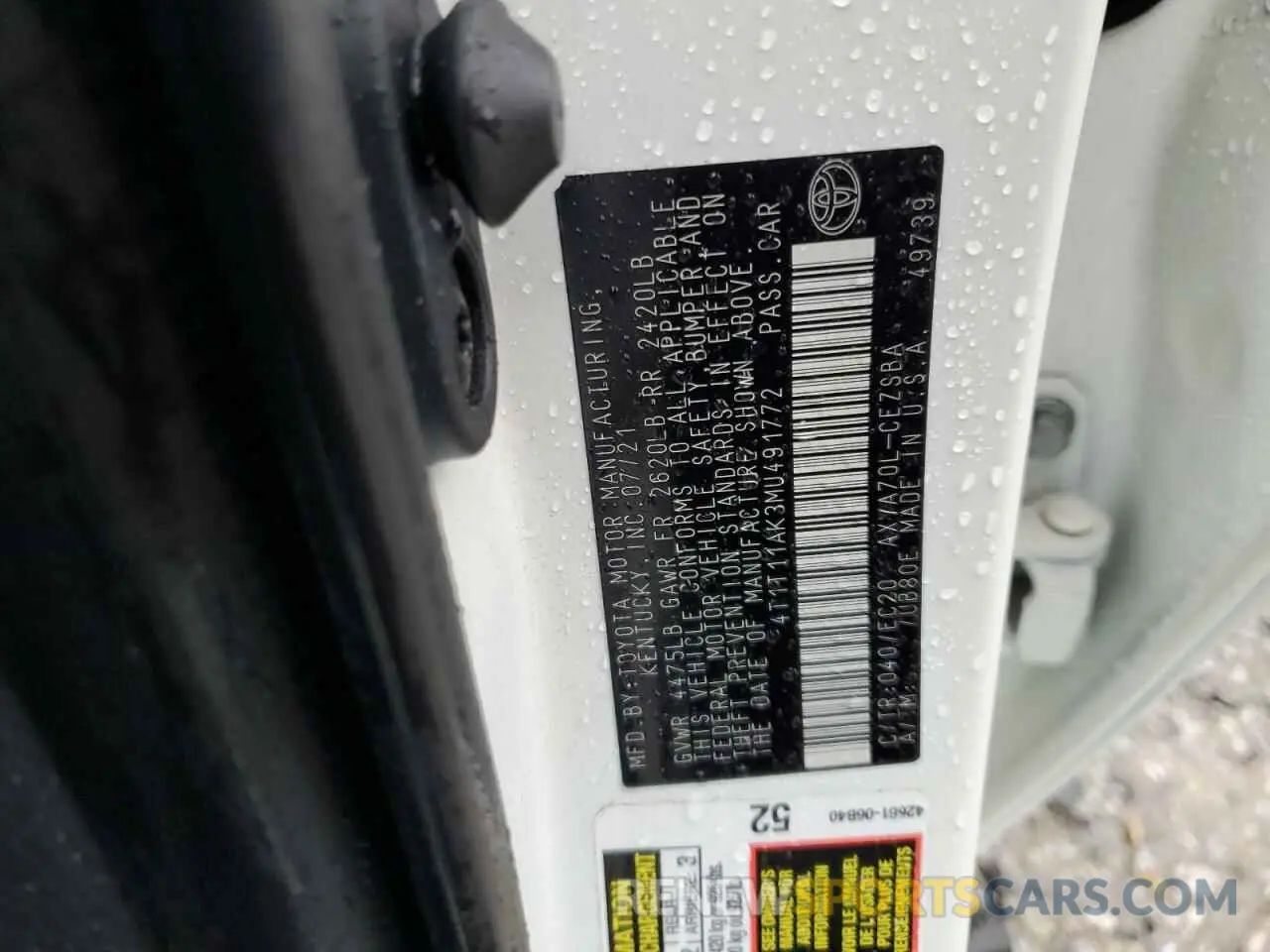 13 fotografías del automóvil dañado 4T1T11AK3MU491772 TOYOTA CAMRY 2021