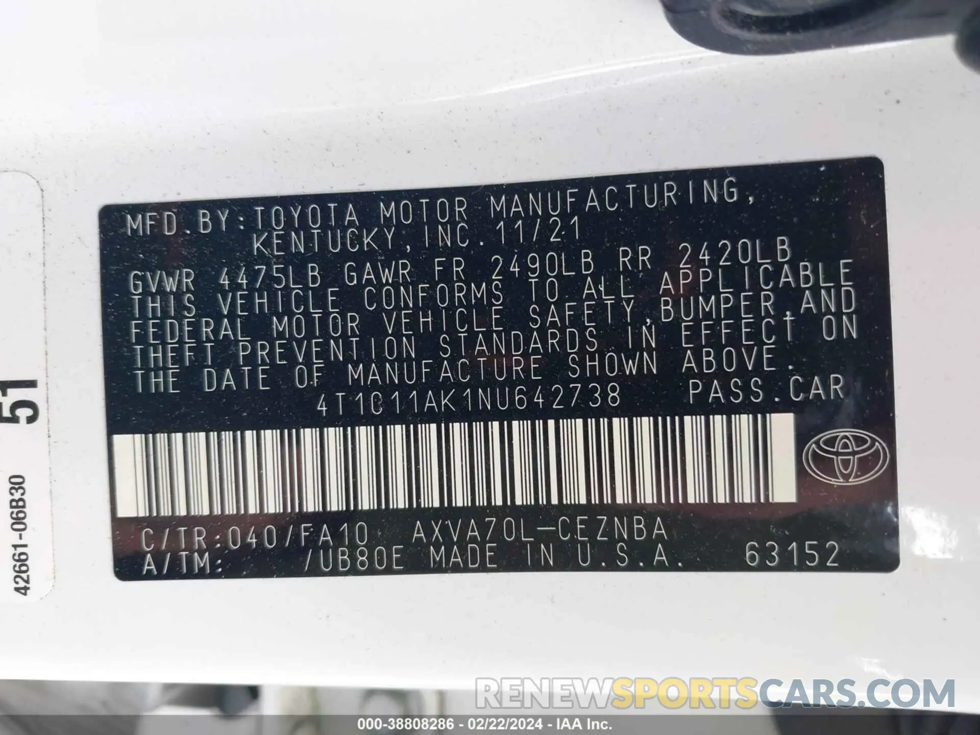 9 fotografías del automóvil dañado 4T1C11AK1NU642738 TOYOTA CAMRY 2022