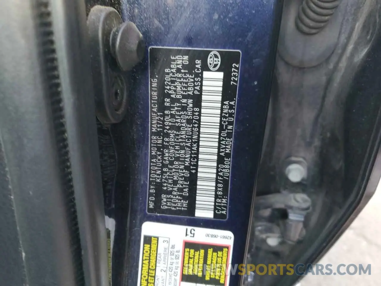 12 fotografías del automóvil dañado 4T1C11AK1NU647048 TOYOTA CAMRY 2022