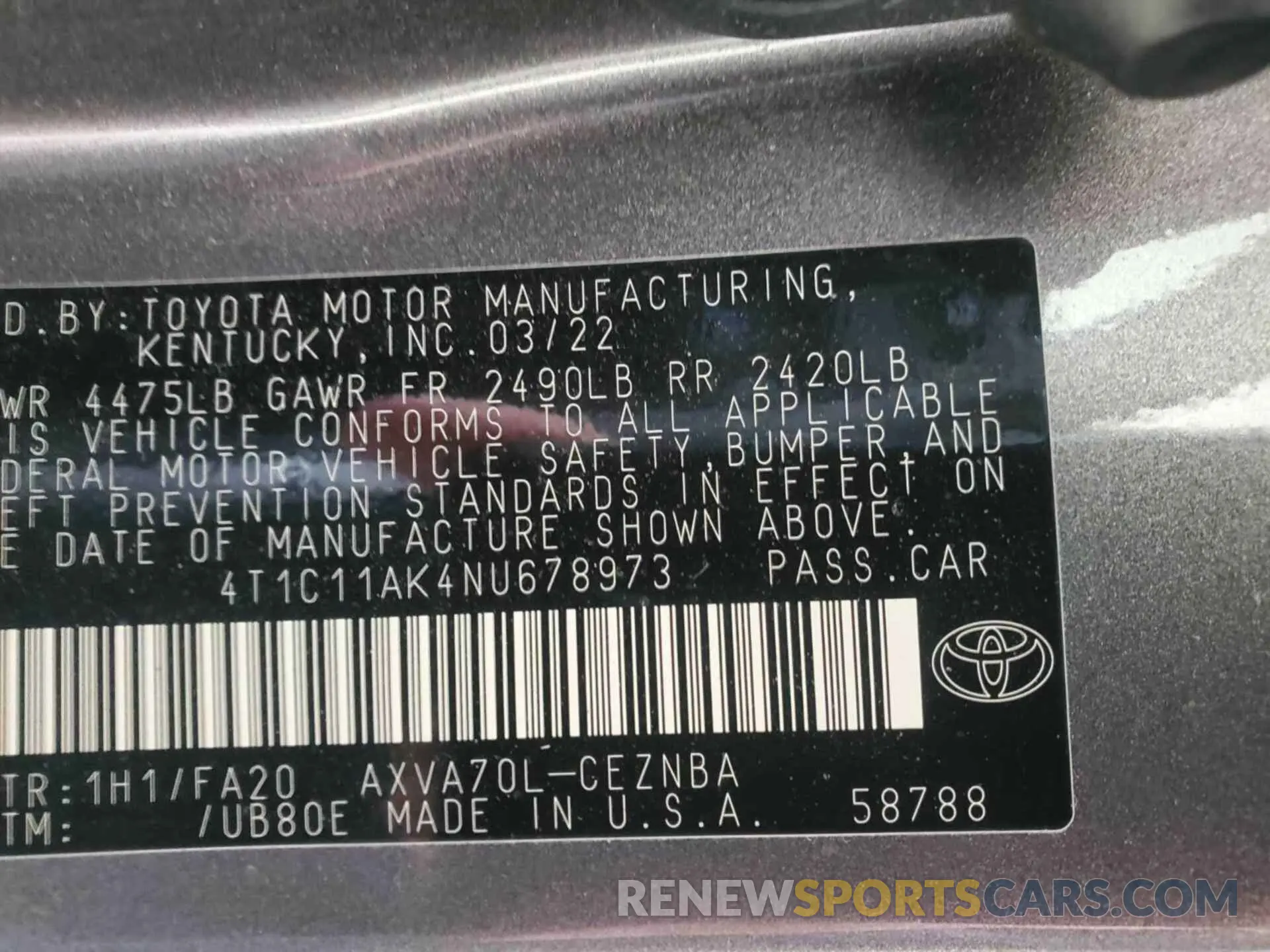 15 fotografías del automóvil dañado 4T1C11AK4NU678973 TOYOTA CAMRY 2022