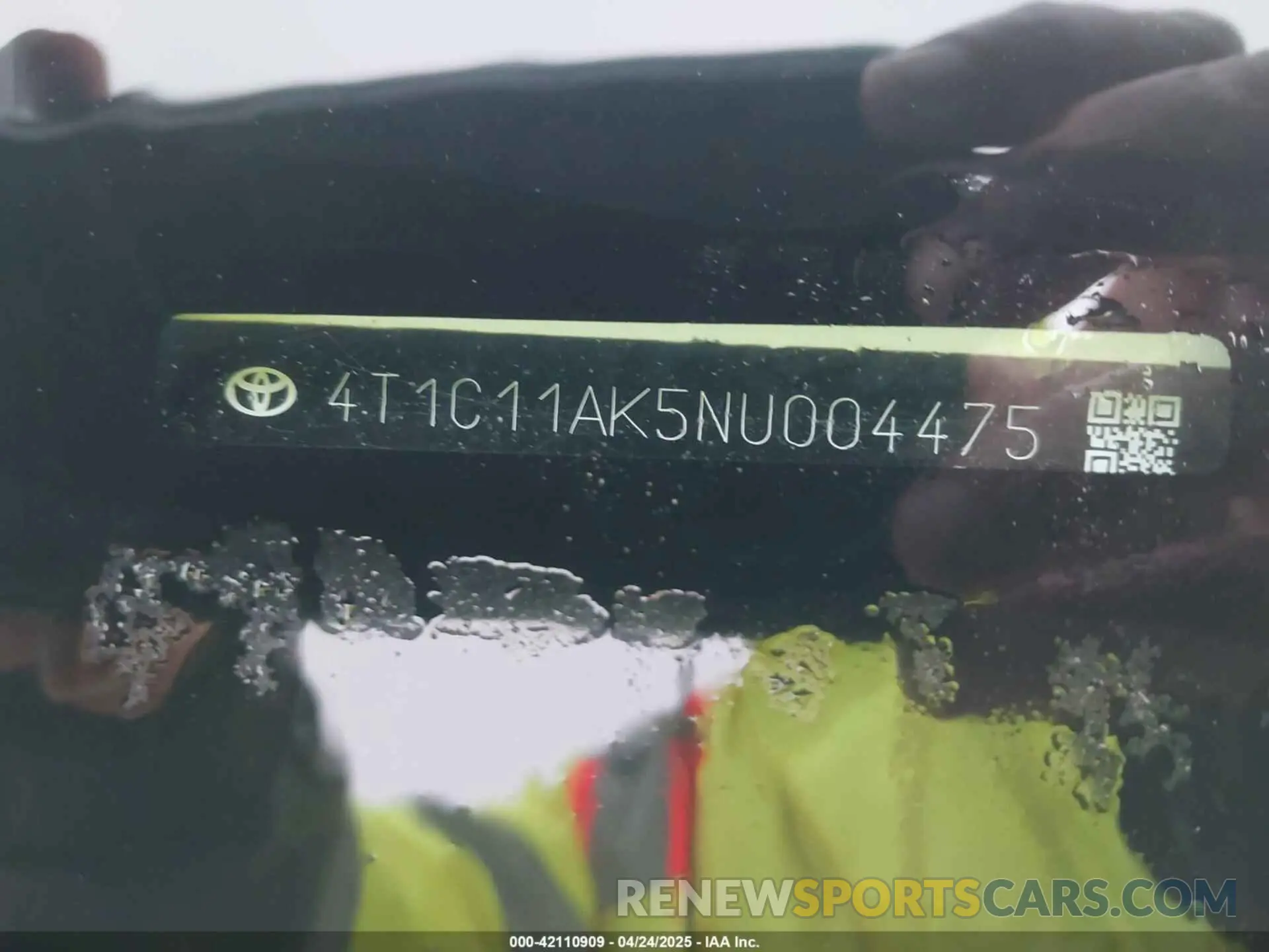 9 fotografías del automóvil dañado 4T1C11AK5NU004475 TOYOTA CAMRY 2022