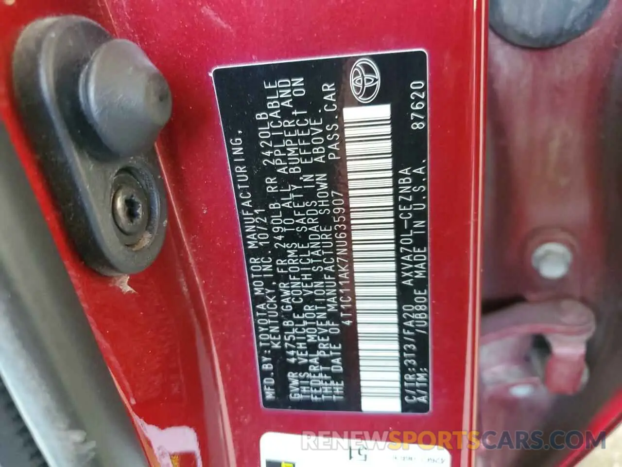 13 fotografías del automóvil dañado 4T1C11AK7NU635907 TOYOTA CAMRY 2022