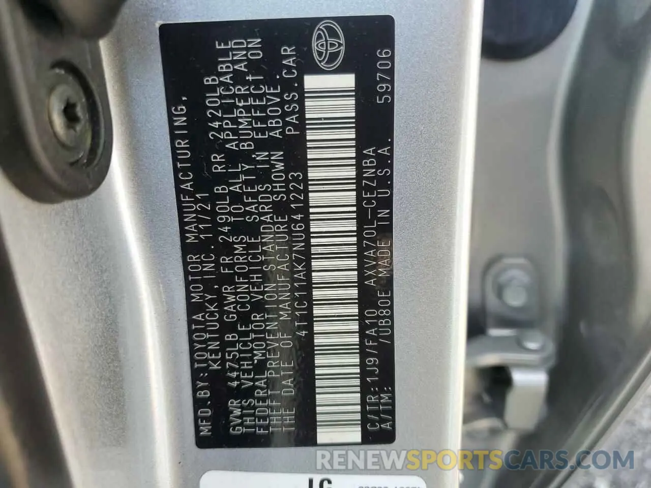 14 fotografías del automóvil dañado 4T1C11AK7NU641223 TOYOTA CAMRY 2022