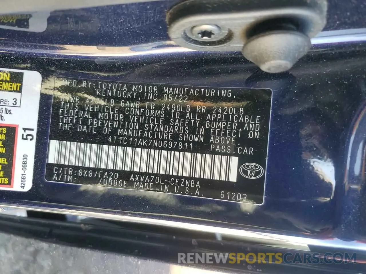 13 fotografías del automóvil dañado 4T1C11AK7NU697811 TOYOTA CAMRY 2022