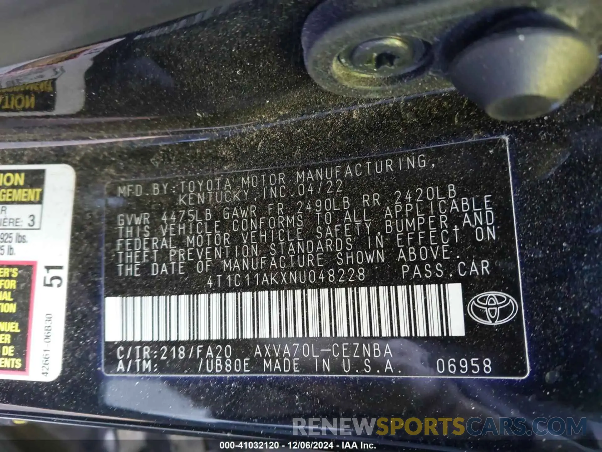 9 fotografías del automóvil dañado 4T1C11AKXNU048228 TOYOTA CAMRY 2022