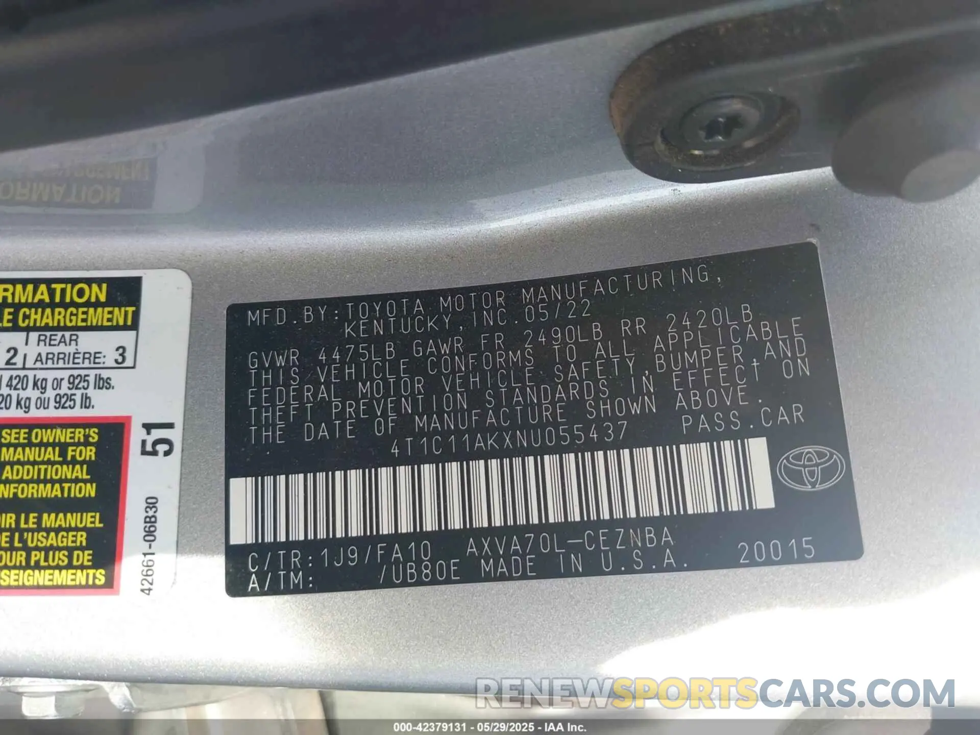9 fotografías del automóvil dañado 4T1C11AKXNU055437 TOYOTA CAMRY 2022