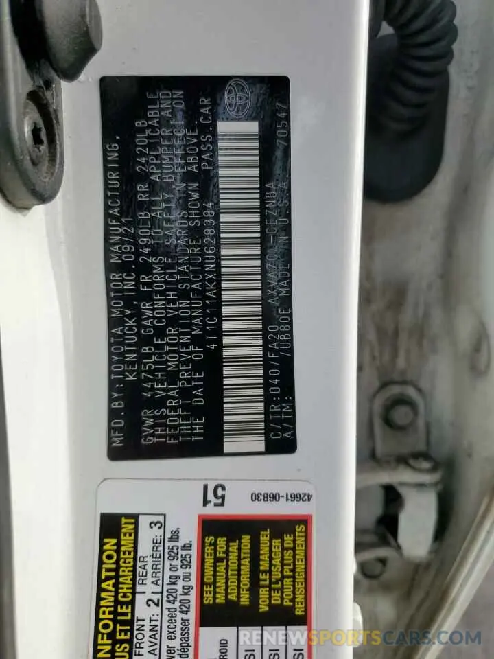 13 fotografías del automóvil dañado 4T1C11AKXNU628384 TOYOTA CAMRY 2022