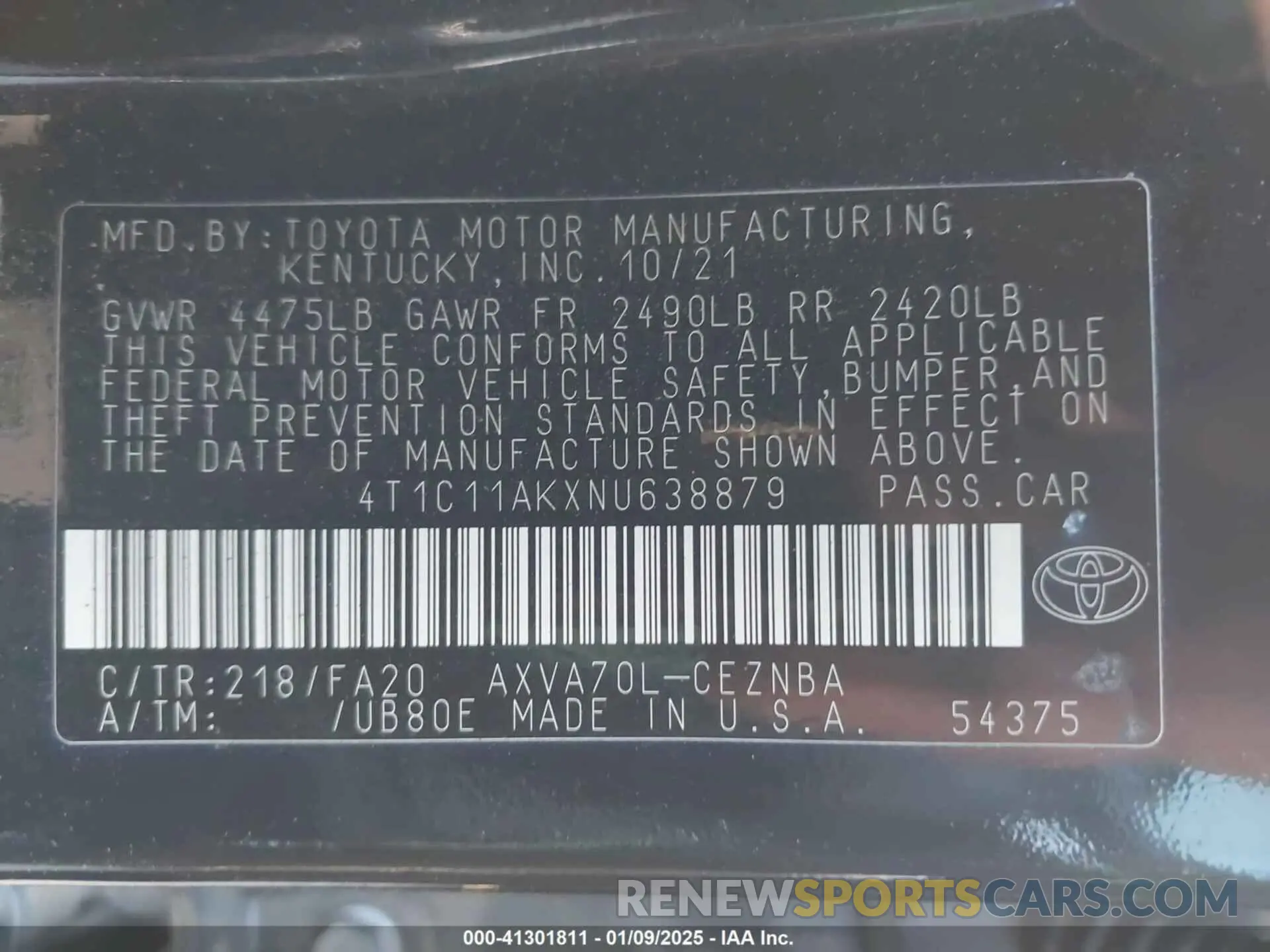 9 fotografías del automóvil dañado 4T1C11AKXNU638879 TOYOTA CAMRY 2022