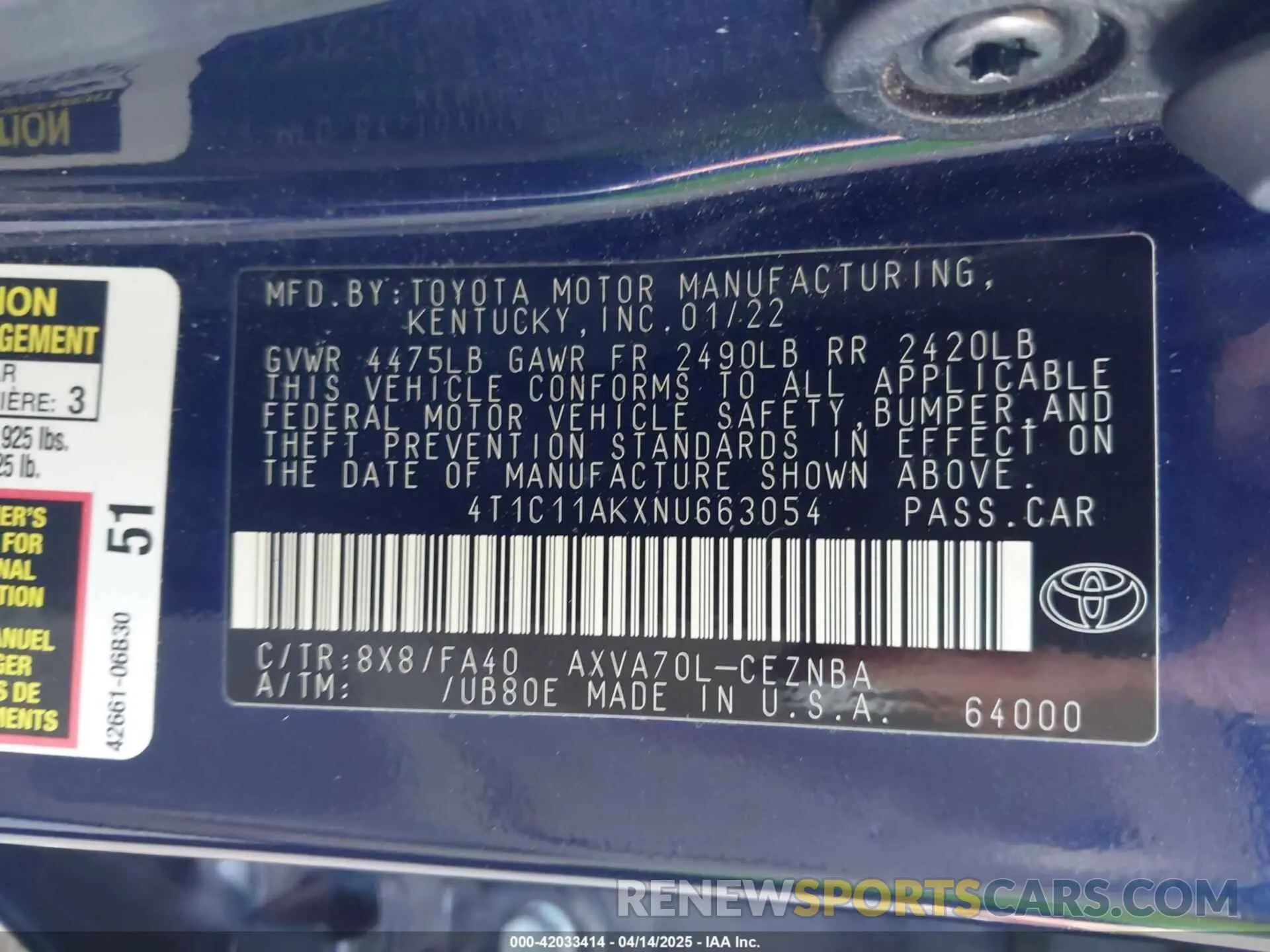 9 fotografías del automóvil dañado 4T1C11AKXNU663054 TOYOTA CAMRY 2022