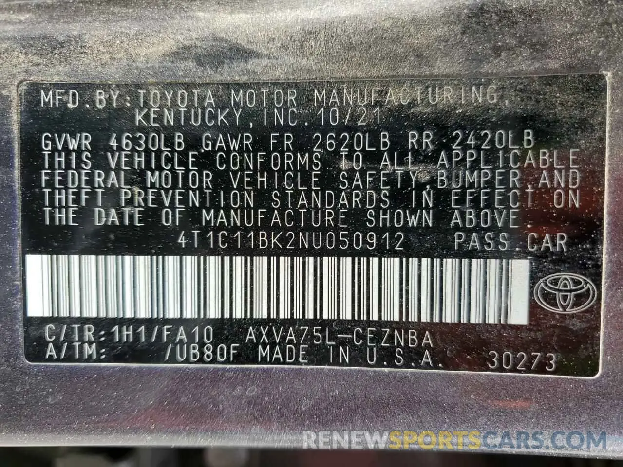 14 fotografías del automóvil dañado 4T1C11BK2NU050912 TOYOTA CAMRY 2022