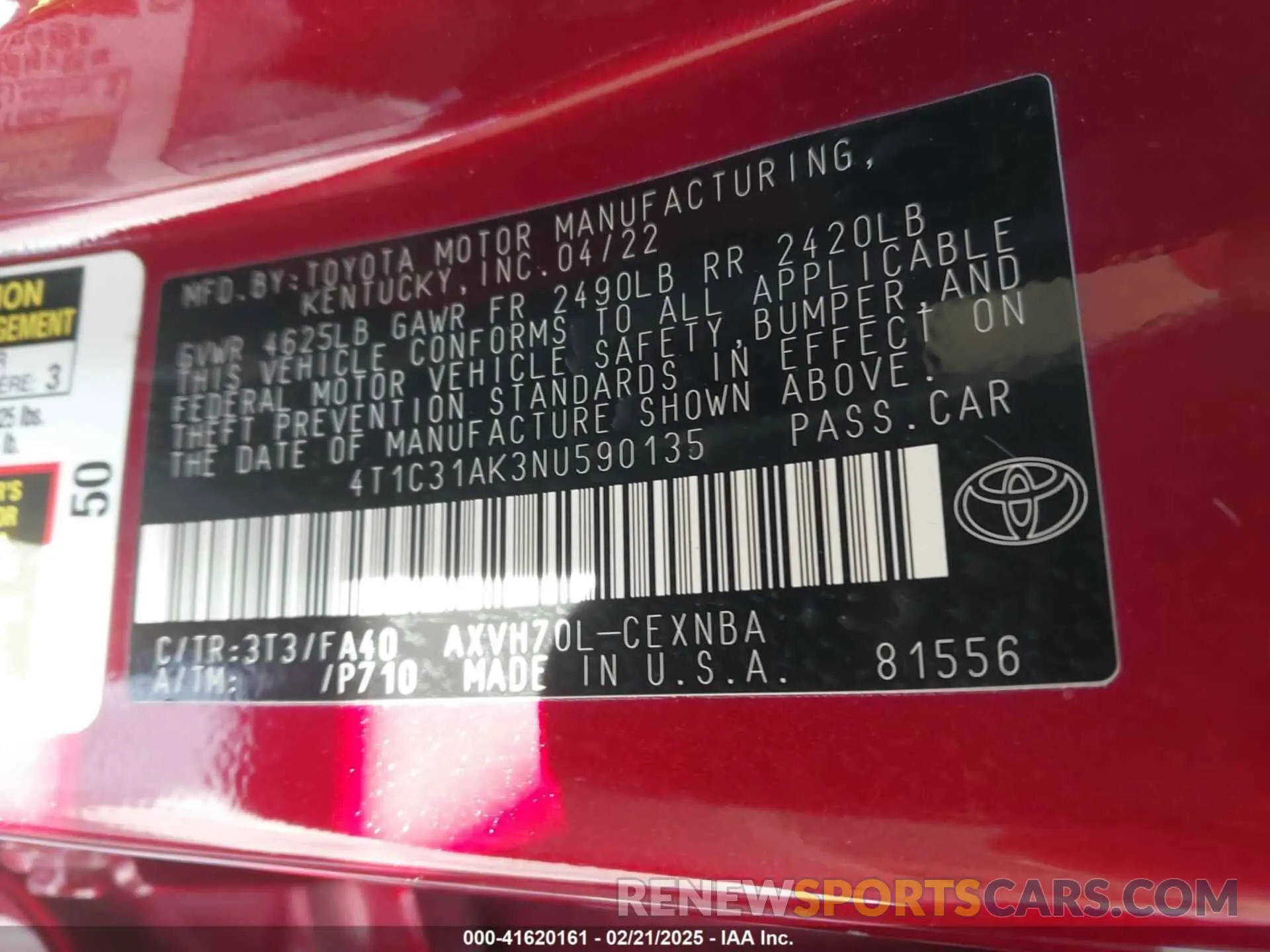 9 fotografías del automóvil dañado 4T1C31AK3NU590135 TOYOTA CAMRY 2022