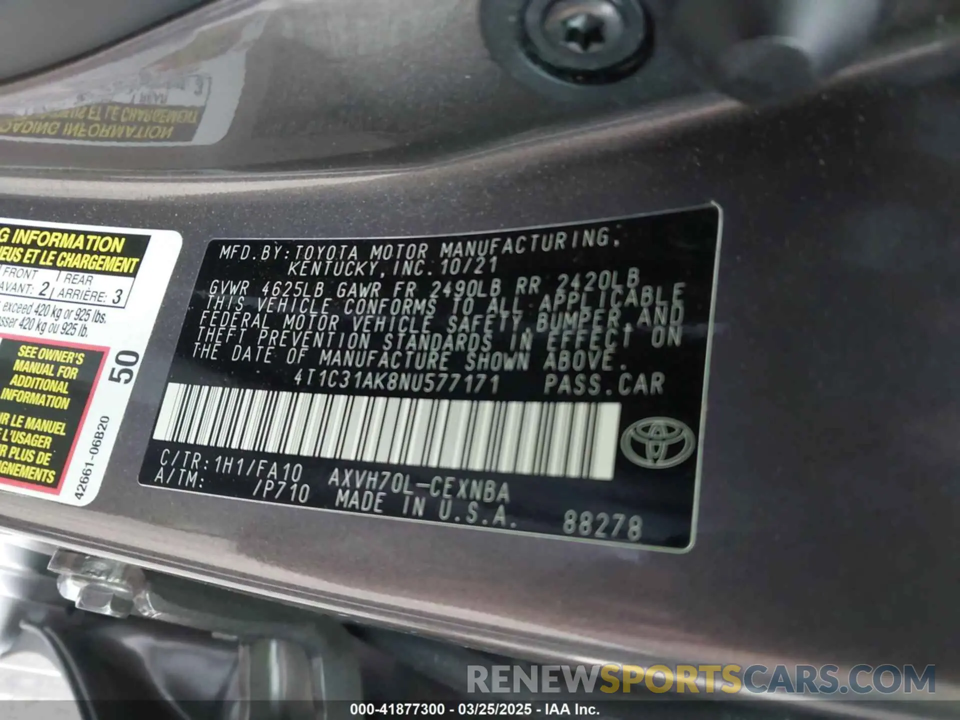 9 fotografías del automóvil dañado 4T1C31AK8NU577171 TOYOTA CAMRY 2022