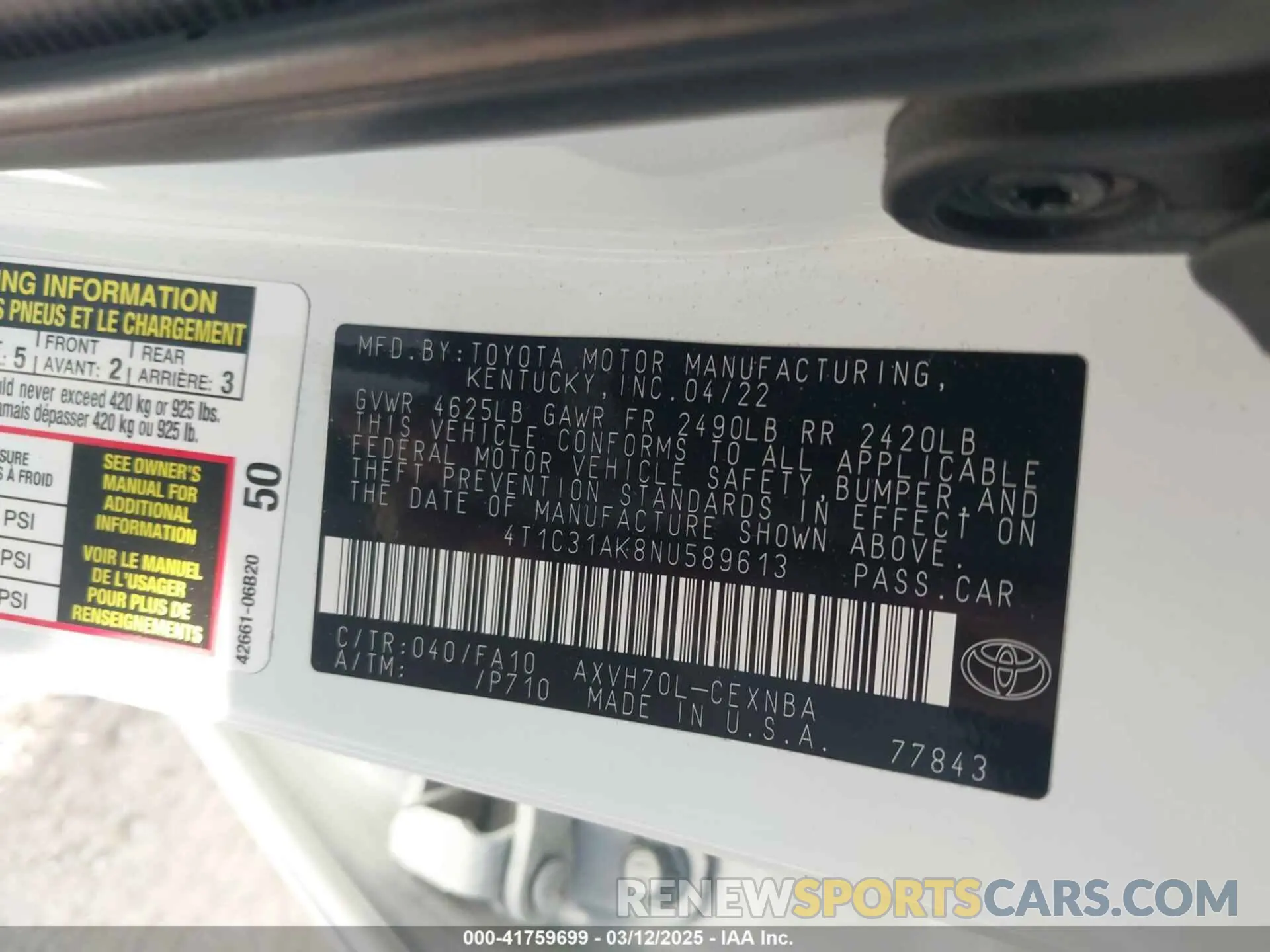 9 fotografías del automóvil dañado 4T1C31AK8NU589613 TOYOTA CAMRY 2022